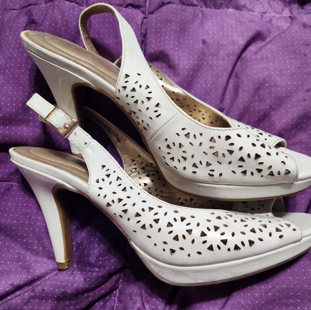 Vintage Elegant White Slingback Heels